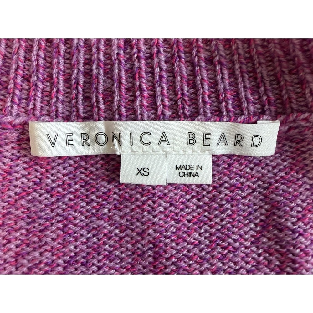 Veronica Beard Kenia Merino Wool Blend V-Neck Puff Shoulder Sweater Fuchsia XS - Picture 9 of 14
